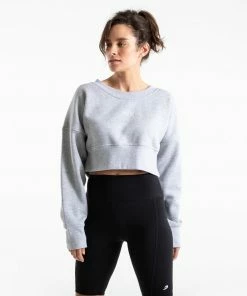 Boxraw Women JOHNSON CROPPED SWEATSHIRT - GREY HOODIES & SWEATSHIRTS