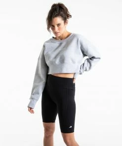 Boxraw Women JOHNSON CROPPED SWEATSHIRT - GREY HOODIES & SWEATSHIRTS