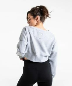 Boxraw Women JOHNSON CROPPED SWEATSHIRT - GREY HOODIES & SWEATSHIRTS