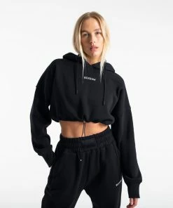 Boxraw Women HOODIES & SWEATSHIRTS JOHNSON CROPPED HOODIE - BLACK