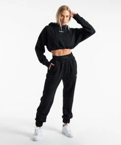 Boxraw Women HOODIES & SWEATSHIRTS JOHNSON CROPPED HOODIE - BLACK