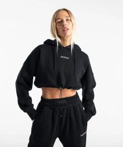 Boxraw Women HOODIES & SWEATSHIRTS JOHNSON CROPPED HOODIE - BLACK
