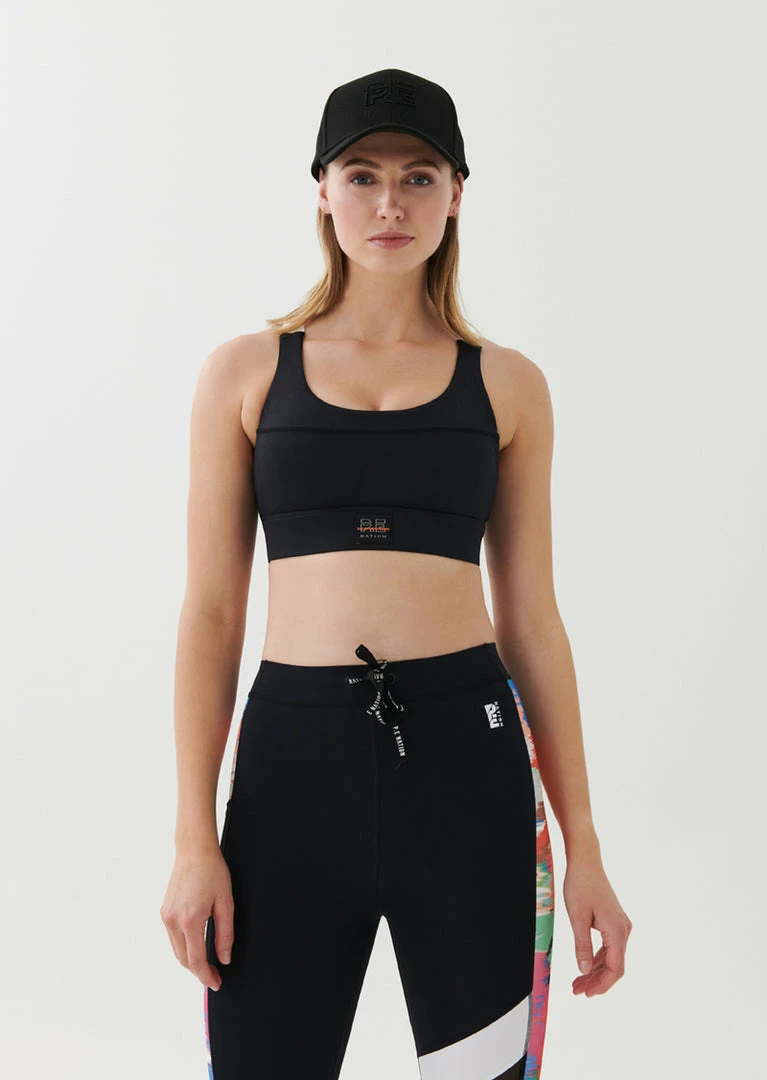 P.E NATION WOMEN BREAK OUT SPORTS BRA IN BLACK