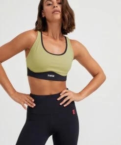 P.E NATION DOUBLE TEAM SPORTS BRA - OLIVE WOMEN
