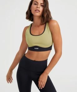 P.E NATION DOUBLE TEAM SPORTS BRA - OLIVE WOMEN