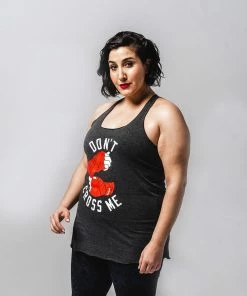WICKED ROSE TANKS 'DON'T CROSS ME' TANK - GREY