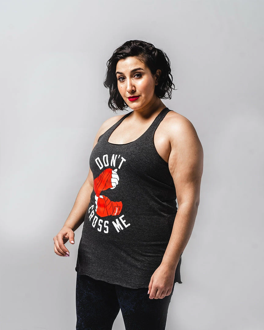 WICKED ROSE TANKS 'DON'T CROSS ME' TANK - GREY