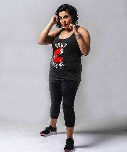 WICKED ROSE TANKS'DON'T CROSS ME' TANK - GREY