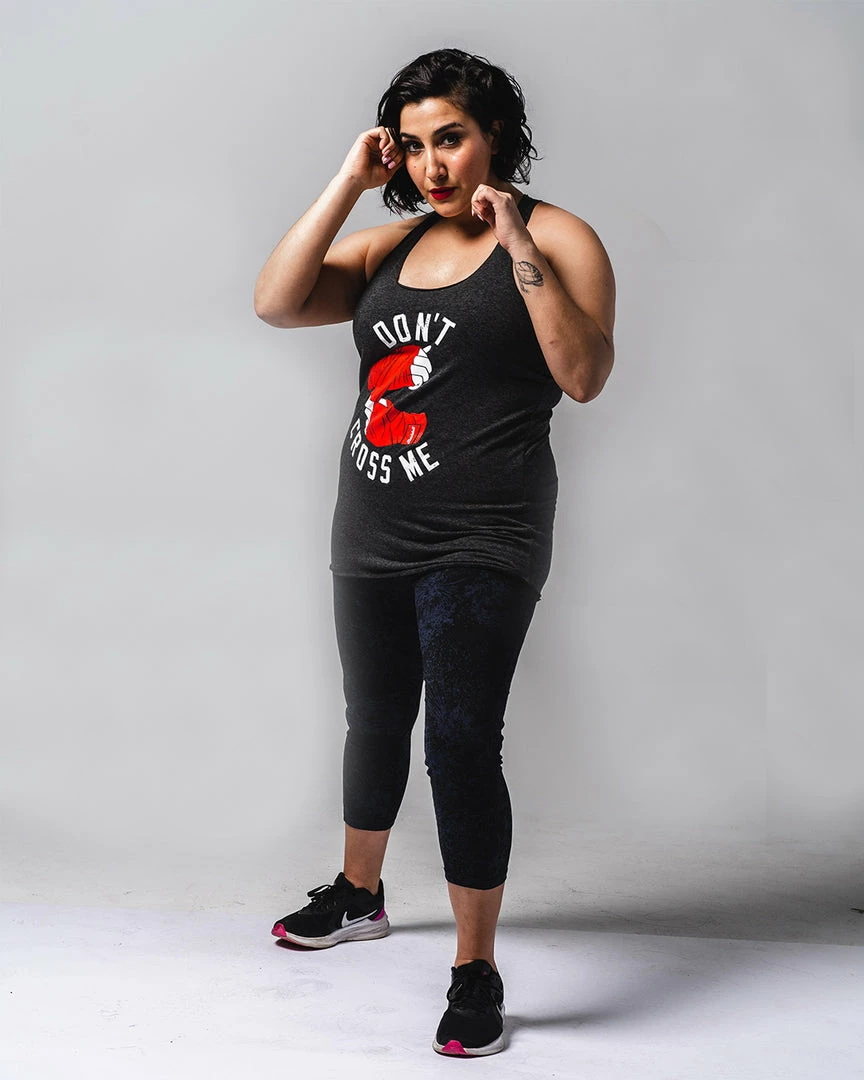 WICKED ROSE TANKS 'DON'T CROSS ME' TANK - GREY