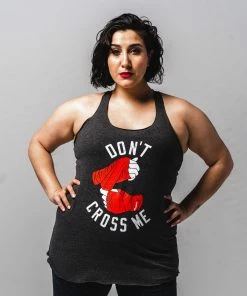 WICKED ROSE TANKS 'DON'T CROSS ME' TANK - GREY