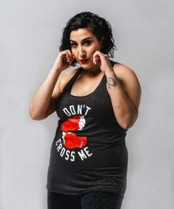 WICKED ROSE TANKS'DON'T CROSS ME' TANK - GREY