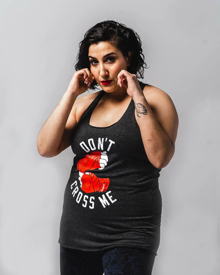 WICKED ROSE TANKS 'DON'T CROSS ME' TANK - GREY