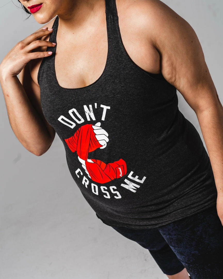 WICKED ROSE TANKS 'DON'T CROSS ME' TANK - GREY