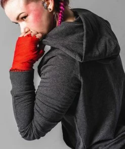 WICKED ROSE'BOXING GLOVES' EMBROIDERED HOODIE - GREY