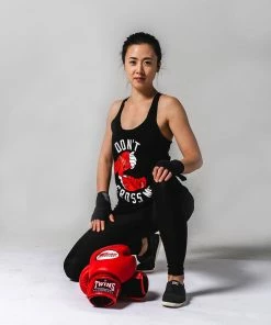 WICKED ROSE TANKS'DON'T CROSS ME' TANK - BLACK