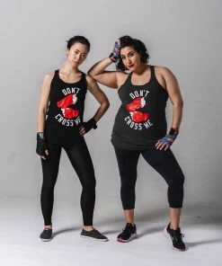 WICKED ROSE TANKS'DON'T CROSS ME' TANK - BLACK