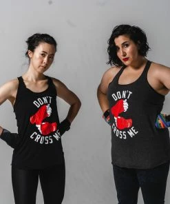 WICKED ROSE TANKS'DON'T CROSS ME' TANK - BLACK
