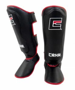 COMBAT CORNER ELITE SPAR SHIN GUARDS - BLACK/RED STRIKING