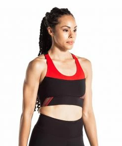 VIRUS ENDURANCE BRA - BLACK/LASER RED SPORTS BRA