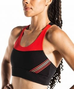 VIRUS ENDURANCE BRA - BLACK/LASER RED SPORTS BRA