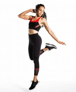 VIRUS ENDURANCE BRA - BLACK/LASER RED SPORTS BRA