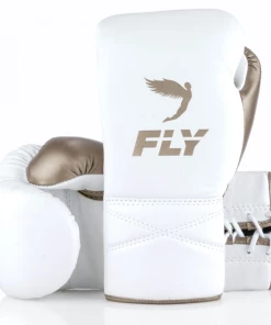 Fly Boxing SUPERLACE TRAINING GLOVES - WHITE/MATT GOLD STRIKING
