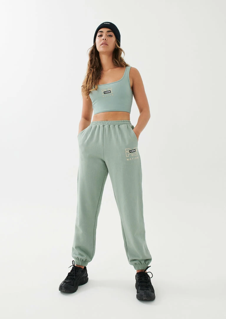 P.E NATION WOMEN GRAND STAND TRACK PANT IN ICEBERG GREEN