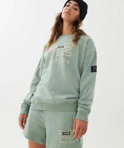 P.E NATION HEADS UP SWEAT IN ICEBERG GREEN WOMEN