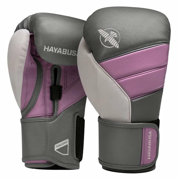 STRIKING HAYABUSA T3 BOXING GLOVES - GREY/ORCHID