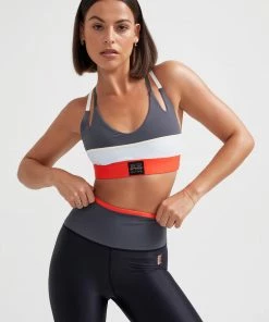 P.E NATION JUMPSHOT SPORTS BRA IN CHARCOAL