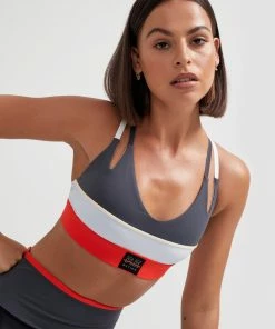 P.E NATION JUMPSHOT SPORTS BRA IN CHARCOAL