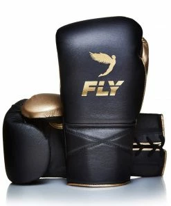 Fly Boxing SUPERLACE TRAINING GLOVES - BLACK/MATT GOLD