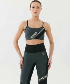 P.E NATION LEAGUE SPORTS BRA IN CHARCOAL WOMEN