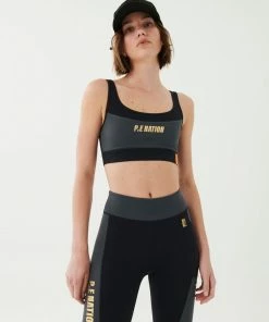 P.E NATION BLAST SPORTS BRA IN DARK GREY WOMEN