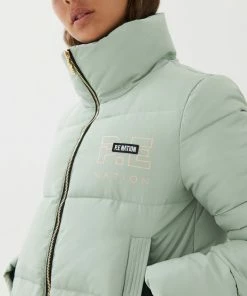 P.E NATION RAMP RUN PUFFER JACKET IN ICEBERG GREEN