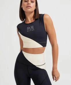 P.E NATION STABILITY SPORTS BRA - BLACK/IVORY