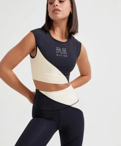 P.E NATION STABILITY SPORTS BRA - BLACK/IVORY