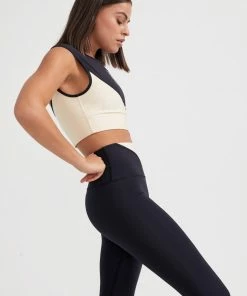 P.E NATION STABILITY SPORTS BRA - BLACK/IVORY