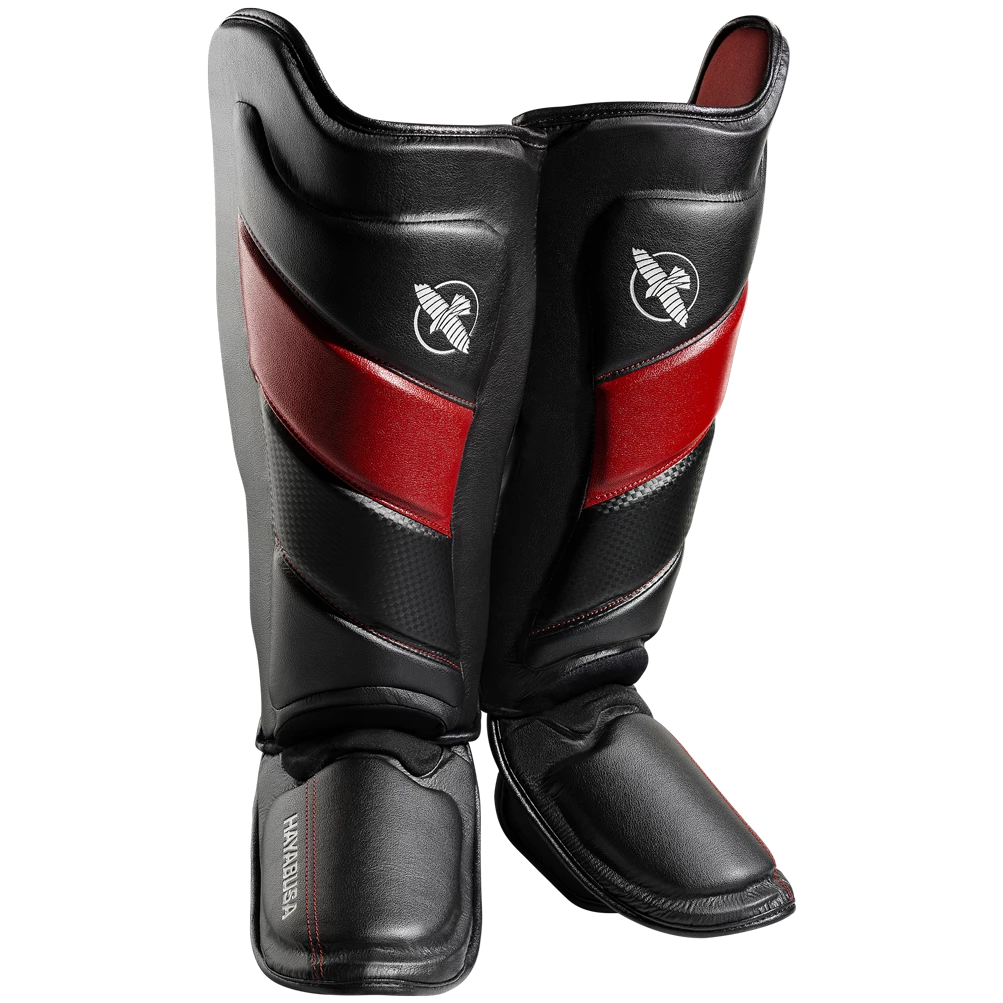 HAYABUSA T3 STRIKING SHIN GUARDS - BLACK/RED