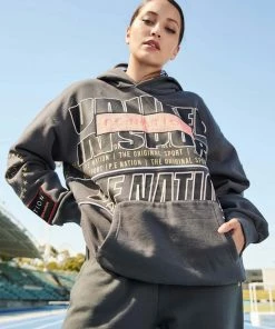 P.E NATION DIMENSION HOODIE IN DARK SHADOW WOMEN