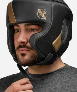 HAYABUSA T3 BOXING HEADGEAR - BLACK/GOLD STRIKING
