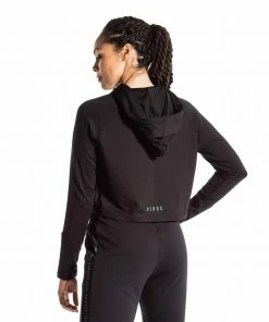 VIRUS HOODIES & SWEATSHIRTS EVERLAND CROP HOODIE - BLACK/NEON TEAL