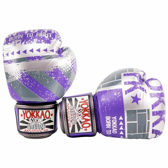 Yokkao STRIKING HUSTLE VIOLET/SILVER MUAY THAI GLOVES