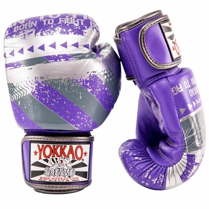 Yokkao STRIKING HUSTLE VIOLET/SILVER MUAY THAI GLOVES