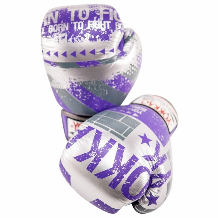 Yokkao STRIKING HUSTLE VIOLET/SILVER MUAY THAI GLOVES