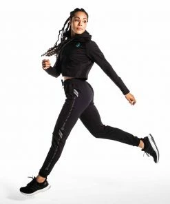 VIRUS HOODIES & SWEATSHIRTS EVERLAND CROP HOODIE - BLACK/NEON TEAL