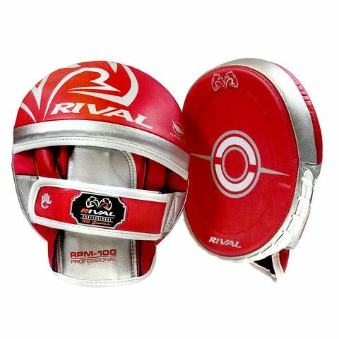 RIVAL BOXING RIVAL RPM100 PROFESSIONAL PUNCH MITTS - RED/SILVER
