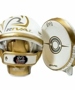 RIVAL BOXING RIVAL RPM100 PROFESSIONAL PUNCH MITTS - WHITE/GOLD STRIKING