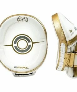 RIVAL BOXING RIVAL RPM100 PROFESSIONAL PUNCH MITTS - WHITE/GOLD STRIKING