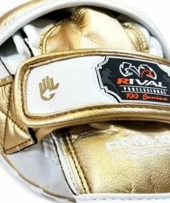 RIVAL BOXING RIVAL RPM100 PROFESSIONAL PUNCH MITTS - WHITE/GOLD STRIKING